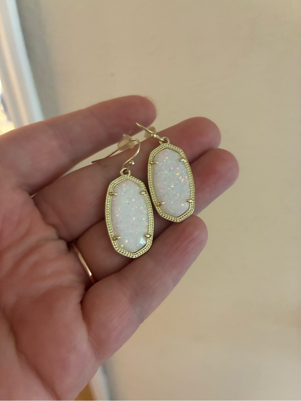 Kendra Scott Gold White Opal Dani Drop Earrings